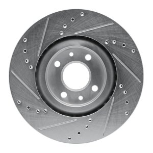Fiat 500 Brake Rotor (1) - Front Right - R1 Concepts - Drilled & Slotted - Silver - `12-`19